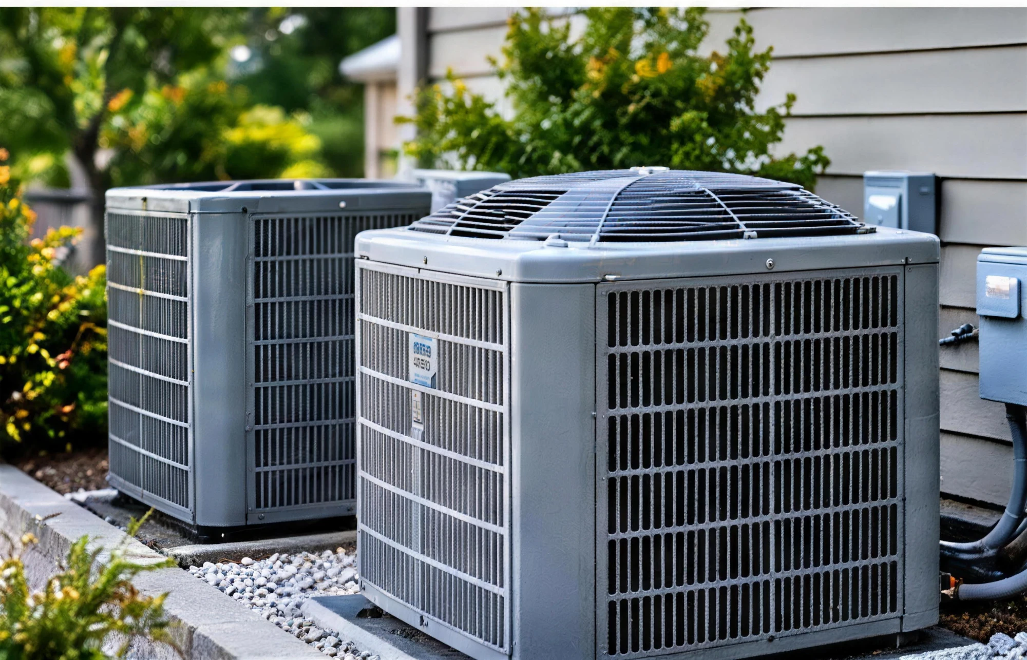 HVAC technician checking refrigerant gauges on an outdoor AC unit in Fort Smith, AR